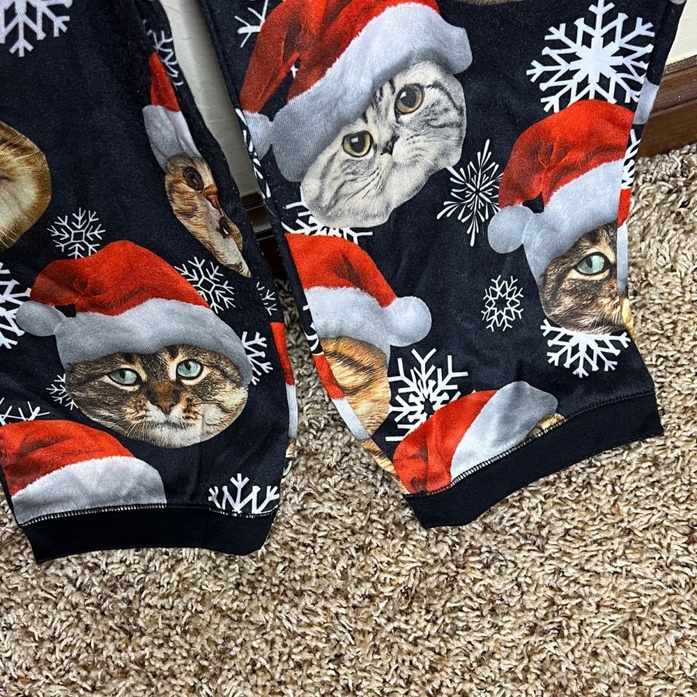 Dec 25th Cat Santa Hat Snowflake Christmas One Piece Pajamas - Picture 4 of 6